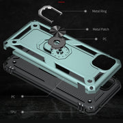 For Samsung Galaxy A22 5G Shockproof TPU + PC Protective Case with 360 Degree Rotating Holder(Dark Green)