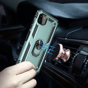 For Samsung Galaxy A22 5G Shockproof TPU + PC Protective Case with 360 Degree Rotating Holder(Dark Green)