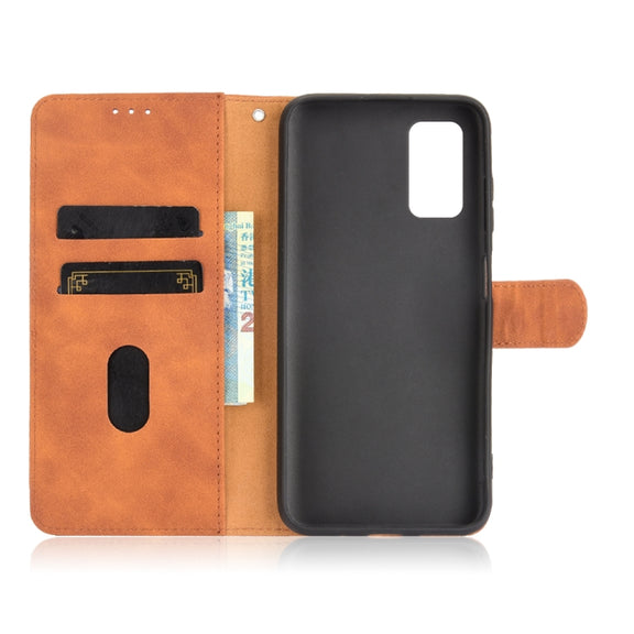 For Blackview A90 Solid Color Skin Feel Magnetic Buckle Horizontal Flip Calf Texture PU Leather Case with Holder & Card Slots & Wallet(Brown)