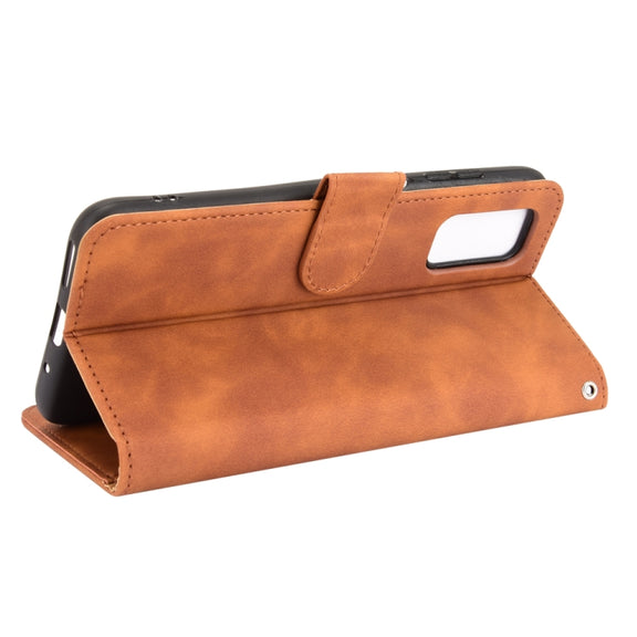 For Blackview A90 Solid Color Skin Feel Magnetic Buckle Horizontal Flip Calf Texture PU Leather Case with Holder & Card Slots & Wallet(Brown)