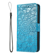 For Huawei P20 lite Skin Feel Embossed Sunflower Horizontal Flip Leather Case with Holder & Card Slots & Wallet & Lanyard(Blue)