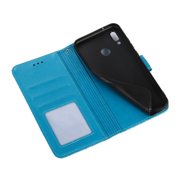 For Huawei P20 lite Skin Feel Embossed Sunflower Horizontal Flip Leather Case with Holder & Card Slots & Wallet & Lanyard(Blue)