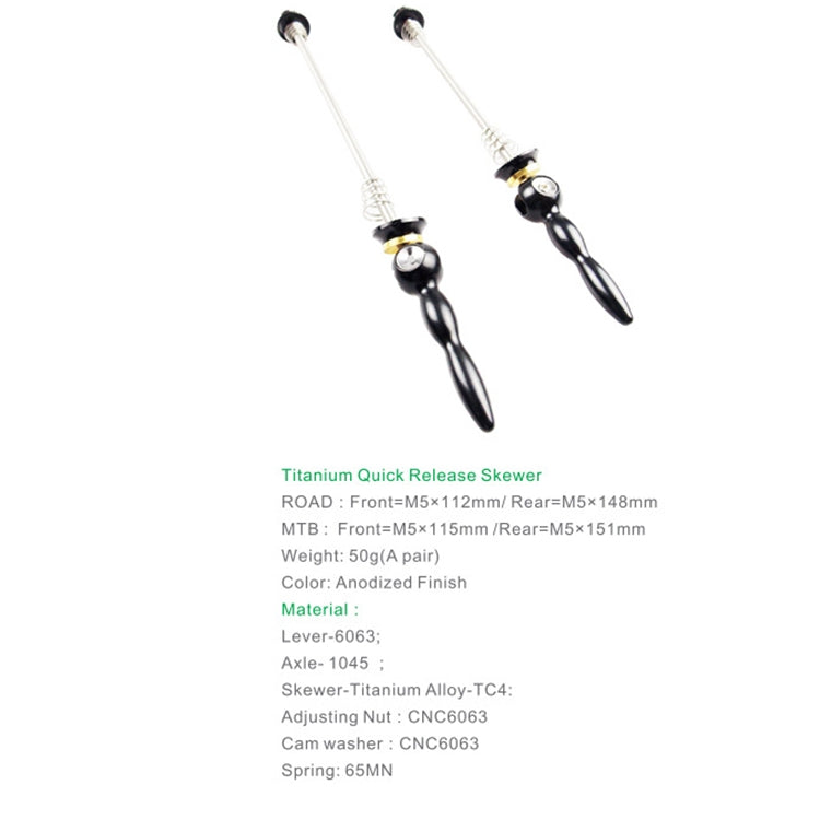 BIKERSAY Bicycle Skewers Quick Release Titanium Axle QR Wheel Hub Skewer For Road Bicycle, Model:QR001
