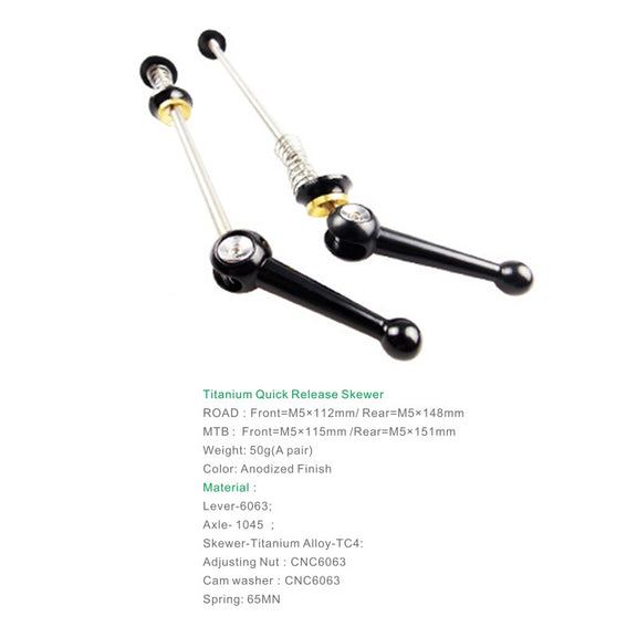 BIKERSAY Bicycle Skewers Quick Release Titanium Axle QR Wheel Hub Skewer For MTB Bicycle, Model:QR003