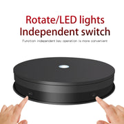 20cm Electric Rotating Turntable Display Stand LED Light Video Shooting Props Turntable, Power Plug:110V US Plug(Black)