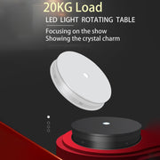 20cm Electric Rotating Turntable Display Stand LED Light Video Shooting Props Turntable, Power Plug:110V US Plug(Black)