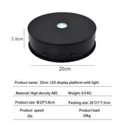 20cm Electric Rotating Turntable Display Stand LED Light Video Shooting Props Turntable, Power Plug:220V EU Plug(Black)