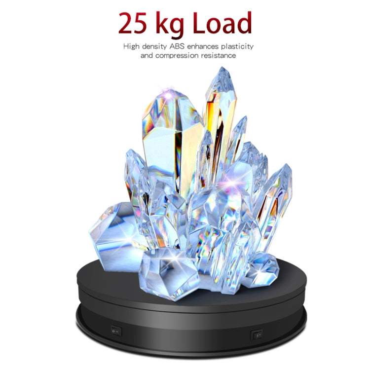 20cm Electric Rotating Turntable Display Stand LED Light Video Shooting Props Turntable, Power Plug:220V EU Plug(Black)