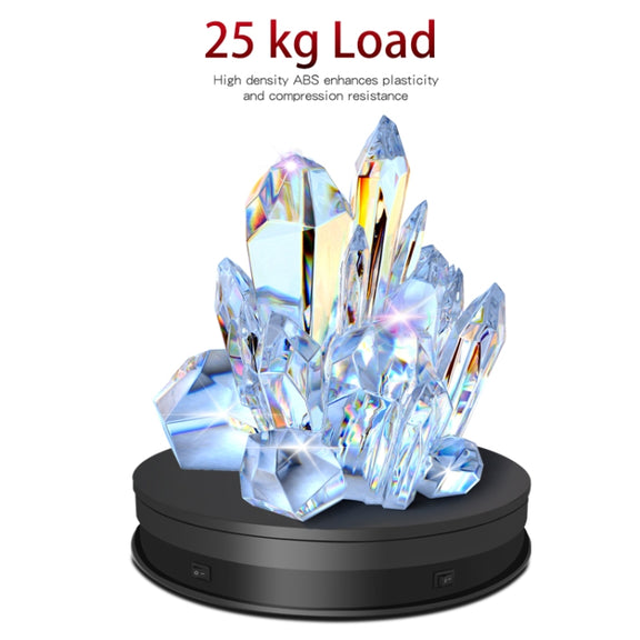 20cm Electric Rotating Turntable Display Stand LED Light Video Shooting Props Turntable, Power Plug:220V EU Plug(Black)