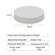30cm Electric Rotating Turntable Display Stand  LED Light Video Shooting Props Turntable, Power Plug:110V US Plug(White)