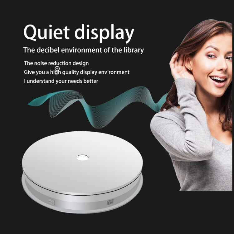 30cm Electric Rotating Turntable Display Stand  LED Light Video Shooting Props Turntable, Power Plug:220V UK Plug(White)