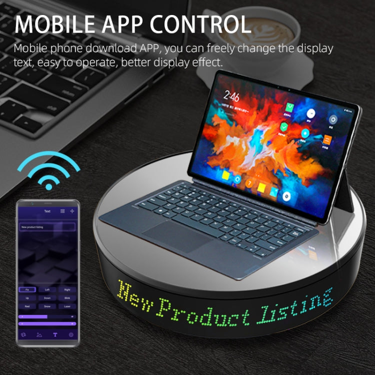 Intelligent APP Screen Display Electric Rotating Turntable Mirror Display Stand Live Broadcast Video Shooting Props Turntable(Blue Light)