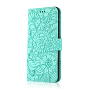 For Samsung Galaxy A32 4G Skin Feel Embossed Sunflower Horizontal Flip Leather Case with Holder & Card Slots & Wallet & Lanyard(Green)