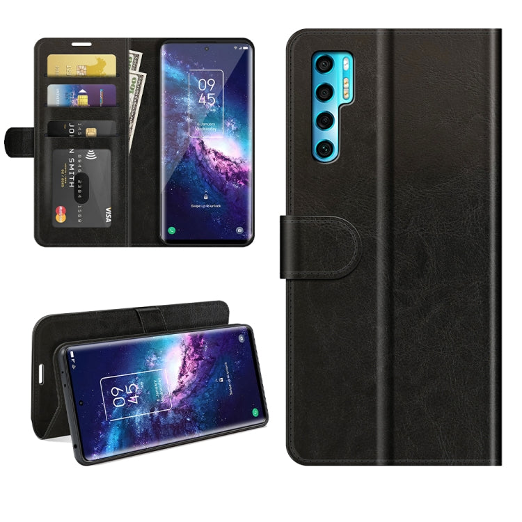 For TCL 20 Pro 5G R64 Texture Single Horizontal Flip Protective Case with Holder & Card Slots & Wallet& Photo Frame(Black)