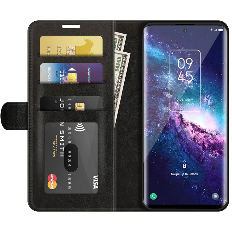For TCL 20 Pro 5G R64 Texture Single Horizontal Flip Protective Case with Holder & Card Slots & Wallet& Photo Frame(Black)