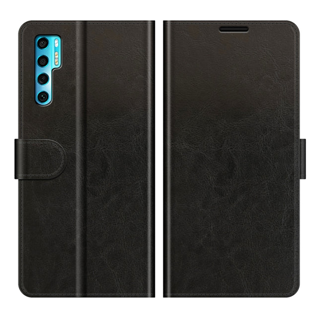 For TCL 20 Pro 5G R64 Texture Single Horizontal Flip Protective Case with Holder & Card Slots & Wallet& Photo Frame(Black)