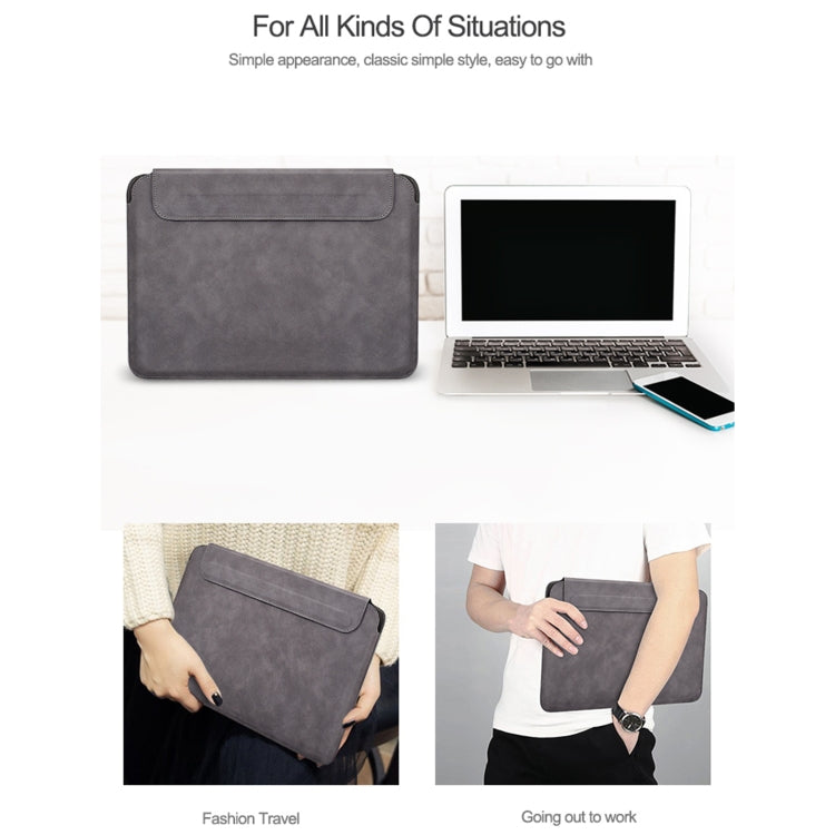 PU03 Lightweight Sheepskin Notebook Liner Bag, Size:14.1-15.4 inch(Deep Space Gray)