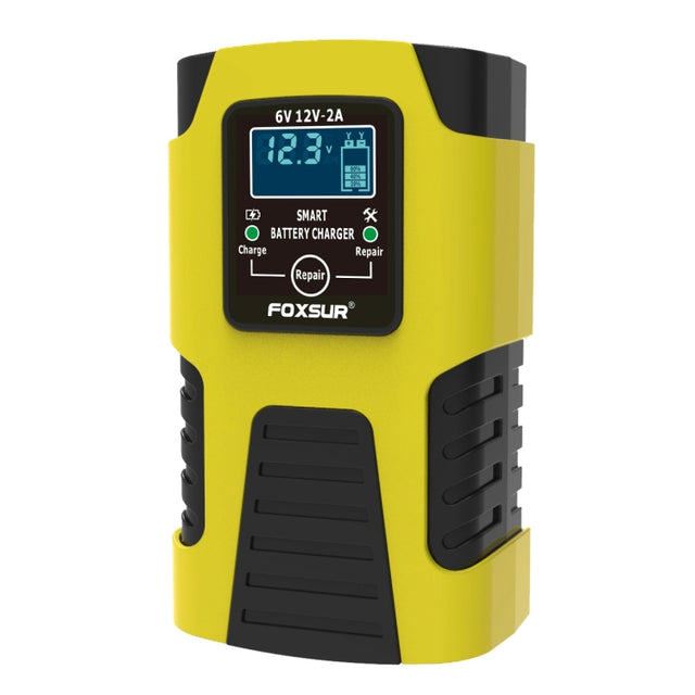 FOXSUR 2A / 6V / 12V Car / Motorcycle 3-stage Full Smart Battery Charger, Plug Type:US Plug(Yellow)