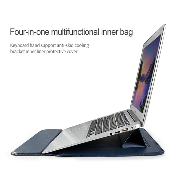 PU08 Multifunctional Notebook PU Liner Bag, Size:14.1-15.4 inch(Cowhide Yellow)