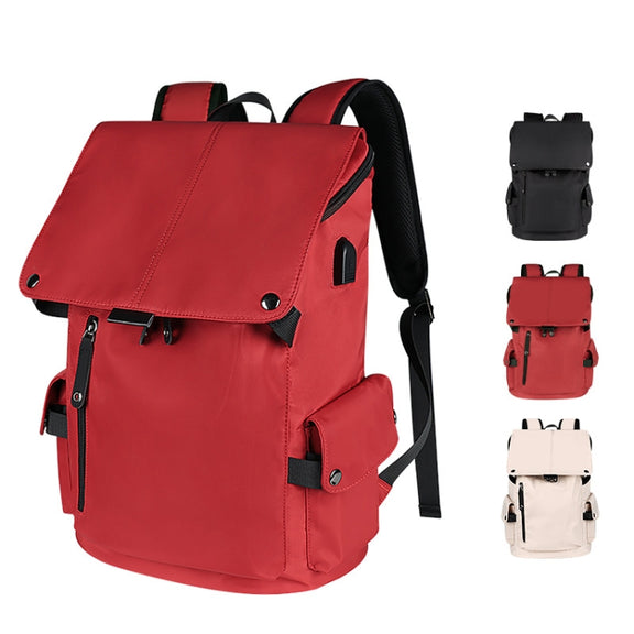 SJ02 13-15.6 inch Universal Large-capacity Laptop Backpack with USB Charging Port(Apricot)