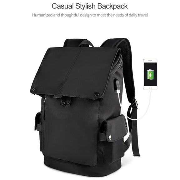 SJ02 13-15.6 inch Universal Large-capacity Laptop Backpack with USB Charging Port(Apricot)