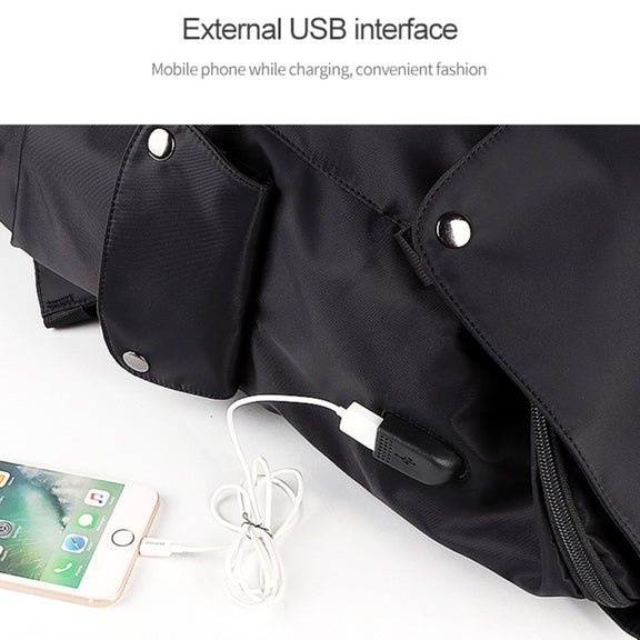 SJ02 13-15.6 inch Universal Large-capacity Laptop Backpack with USB Charging Port(Apricot)