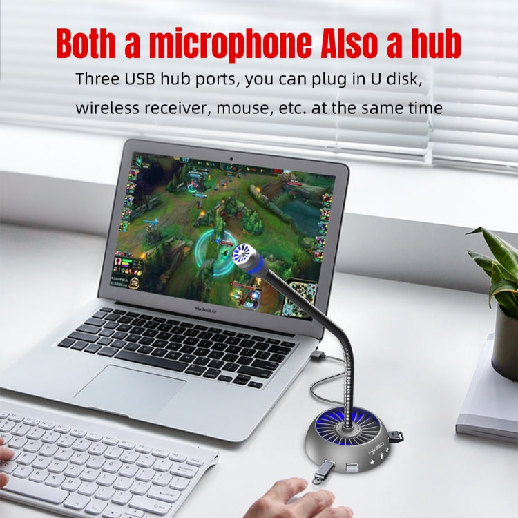HXSJ F15 USB Anti-interference Matrix Noise Reduction Microphone(Black)