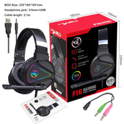 HXSJ F16 3.5mm + USB Port RGB Light Stereo Gaming Headset with Microphone(Black)