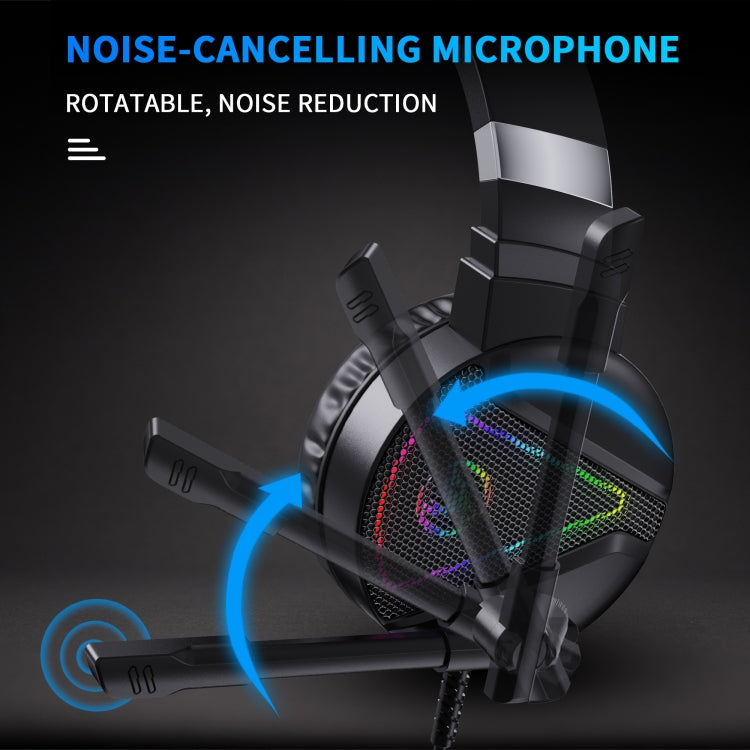 HXSJ F16 3.5mm + USB Port RGB Light Stereo Gaming Headset with Microphone(Black)