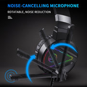 HXSJ F16 3.5mm + USB Port RGB Light Stereo Gaming Headset with Microphone(Black)