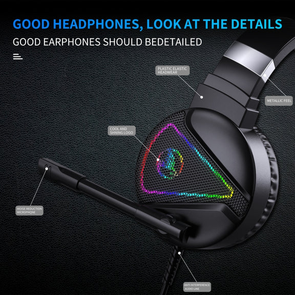 HXSJ F16 3.5mm + USB Port RGB Light Stereo Gaming Headset with Microphone(Black)
