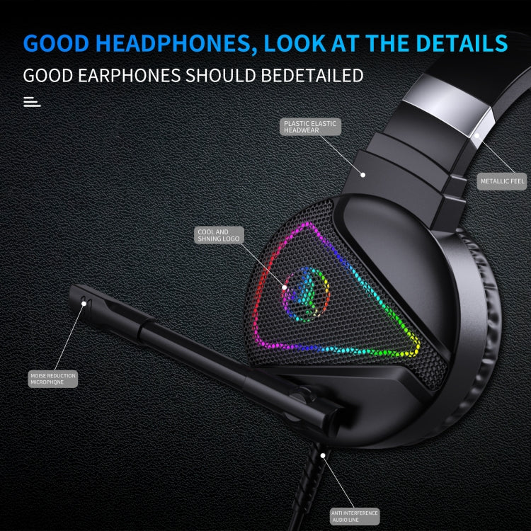 HXSJ F16 3.5mm + USB Port RGB Light Stereo Gaming Headset with Microphone(Black)