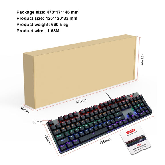 HXSJ L300 104 Keys USB Port LED Lighting Wired Mechanical Keyboard(Black)