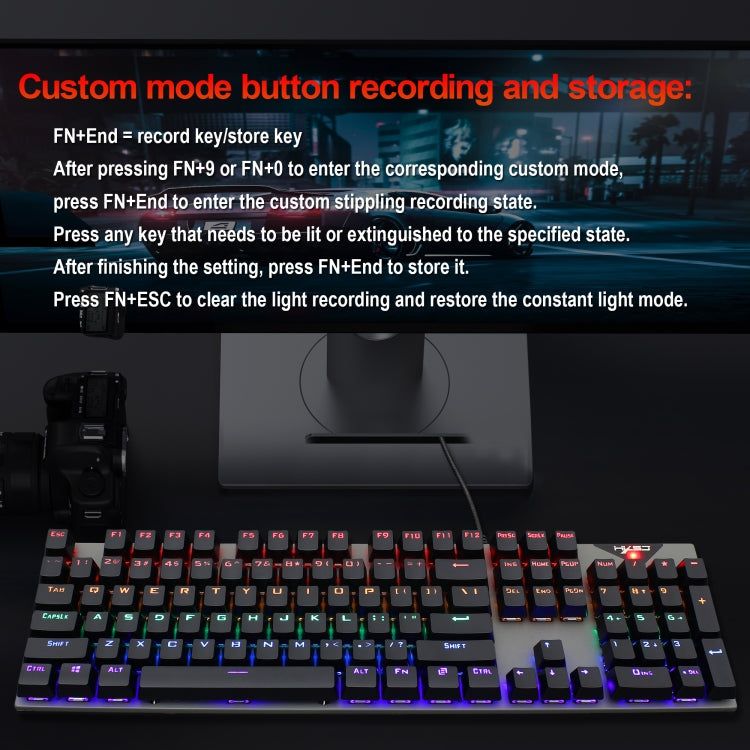 HXSJ L300 104 Keys USB Port LED Lighting Wired Mechanical Keyboard(Black)