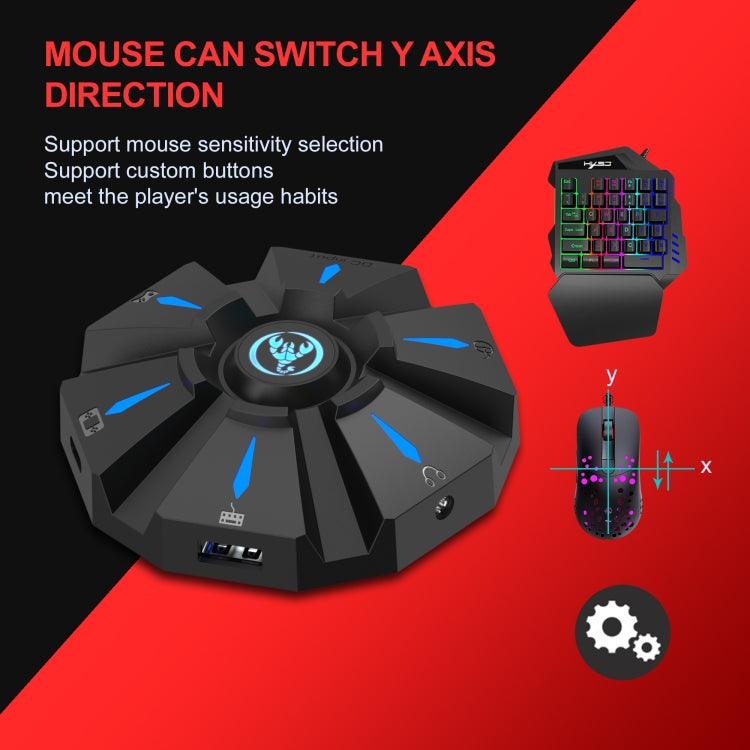 HXSJ P9 Portable Keyboard Mouse Converter for PS4 / Xbox One / PS3 / Xbox 360 / N-Switch(Black)