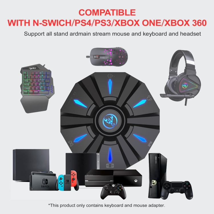 HXSJ P9 Portable Keyboard Mouse Converter for PS4 / Xbox One / PS3 / Xbox 360 / N-Switch(Black)