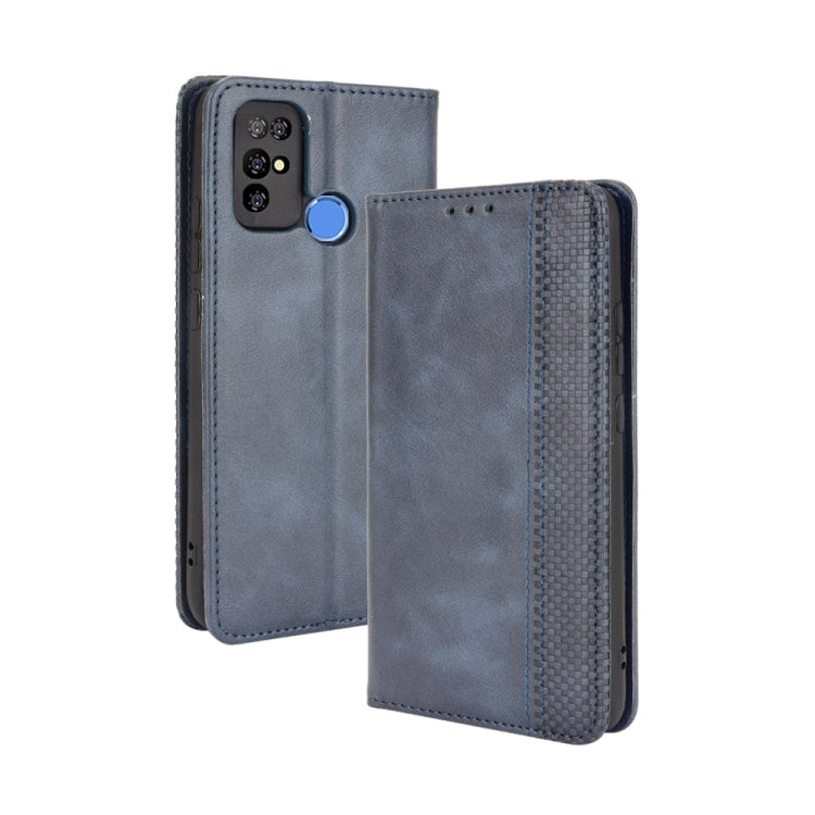 For Doogee X96 Pro Magnetic Buckle Retro Crazy Horse Texture Horizontal Flip Leather Case with Holder & Card Slots & Photo Frame(Blue)