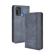 For Doogee X96 Pro Magnetic Buckle Retro Crazy Horse Texture Horizontal Flip Leather Case with Holder & Card Slots & Photo Frame(Blue)