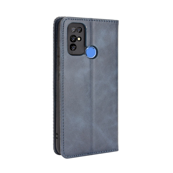 For Doogee X96 Pro Magnetic Buckle Retro Crazy Horse Texture Horizontal Flip Leather Case with Holder & Card Slots & Photo Frame(Blue)
