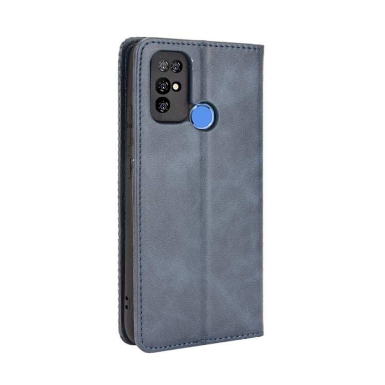For Doogee X96 Pro Magnetic Buckle Retro Crazy Horse Texture Horizontal Flip Leather Case with Holder & Card Slots & Photo Frame(Blue)