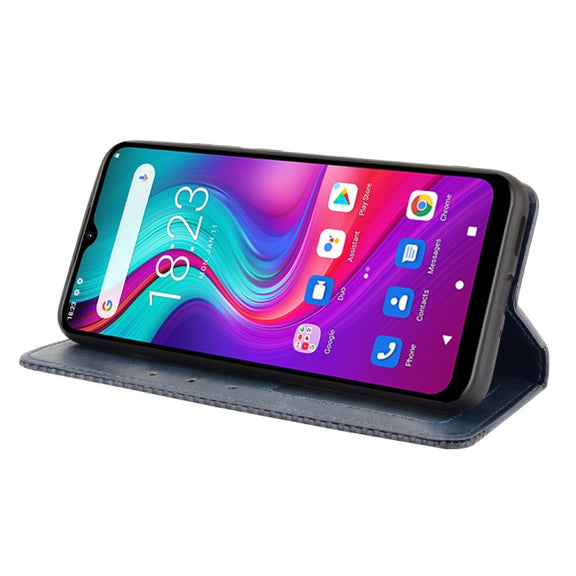 For Doogee X96 Pro Magnetic Buckle Retro Crazy Horse Texture Horizontal Flip Leather Case with Holder & Card Slots & Photo Frame(Blue)