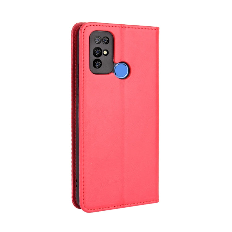 For Doogee X96 Pro Magnetic Buckle Retro Crazy Horse Texture Horizontal Flip Leather Case with Holder & Card Slots & Photo Frame(Red)