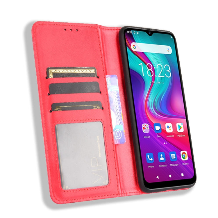 For Doogee X96 Pro Magnetic Buckle Retro Crazy Horse Texture Horizontal Flip Leather Case with Holder & Card Slots & Photo Frame(Red)