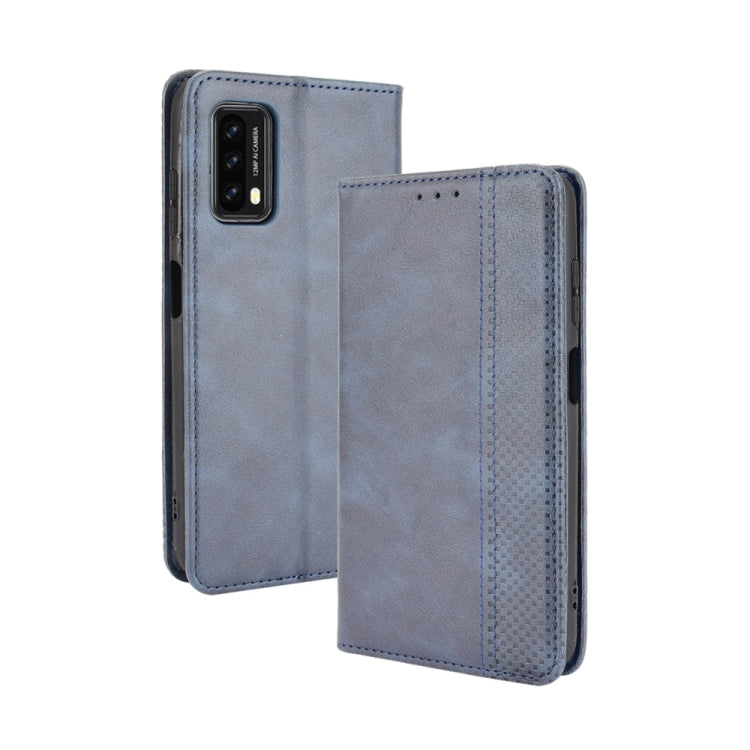 For Blackview A90 Magnetic Buckle Retro Crazy Horse Texture Horizontal Flip Leather Case with Holder & Card Slots & Photo Frame(Blue)
