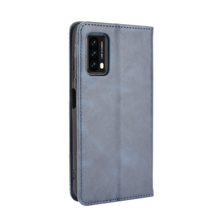 For Blackview A90 Magnetic Buckle Retro Crazy Horse Texture Horizontal Flip Leather Case with Holder & Card Slots & Photo Frame(Blue)