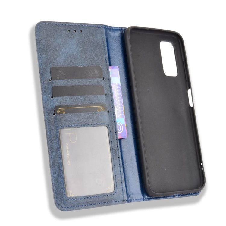 For Blackview A90 Magnetic Buckle Retro Crazy Horse Texture Horizontal Flip Leather Case with Holder & Card Slots & Photo Frame(Blue)