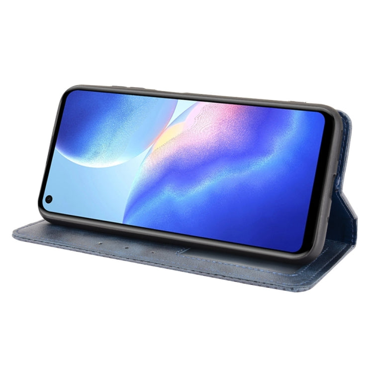 For Blackview A90 Magnetic Buckle Retro Crazy Horse Texture Horizontal Flip Leather Case with Holder & Card Slots & Photo Frame(Blue)