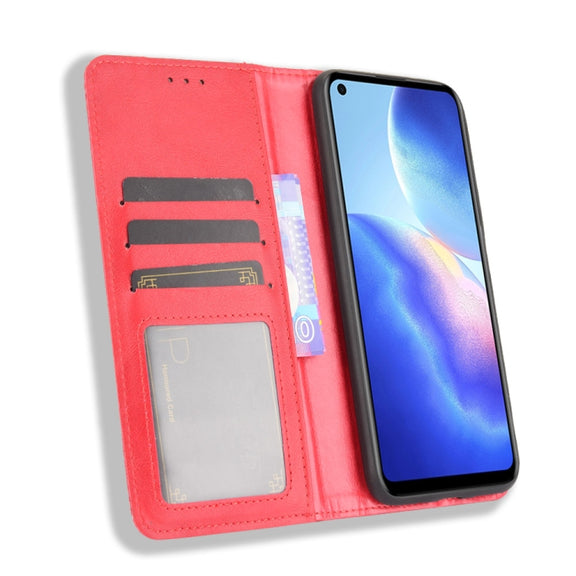 For Blackview A90 Magnetic Buckle Retro Crazy Horse Texture Horizontal Flip Leather Case with Holder & Card Slots & Photo Frame(Red)
