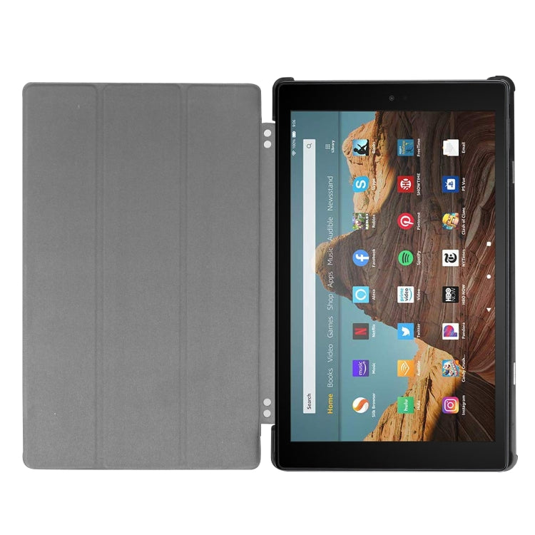 For Amazon Kindle Fire HD 10 2017 / 2019Custer Texture Horizontal Flip Leather Case with Three-folding Holder & Sleep / Wake-up Function(Black)