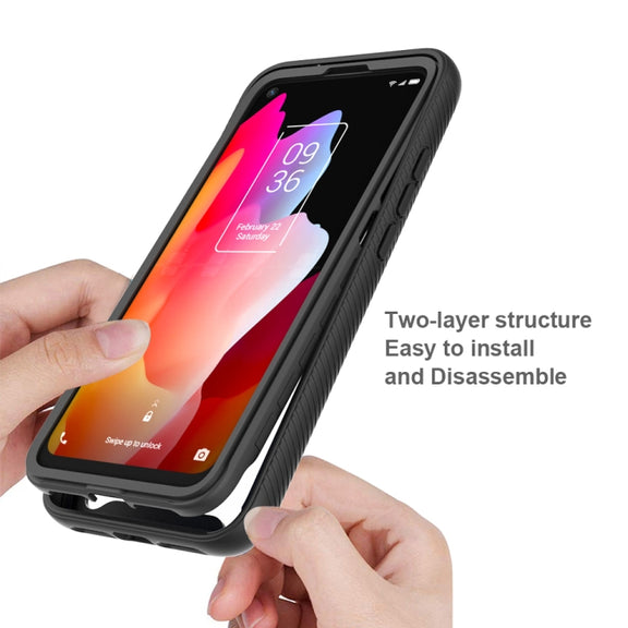 For TCL 10L Starry Sky Solid Color Series Shockproof PC + TPU Case(Black)